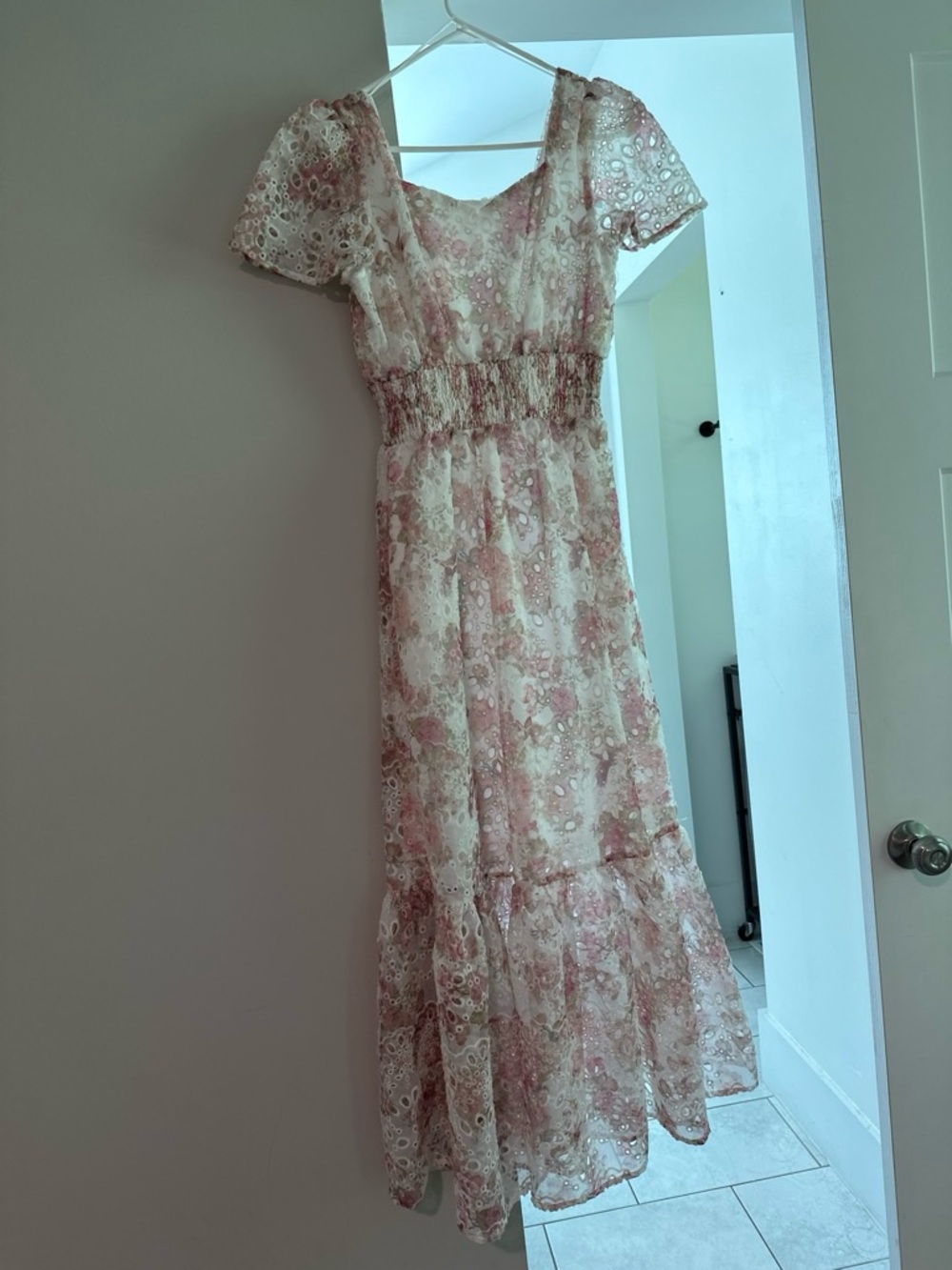 Solitaire Blush Pink Floral Lace Maxi Dress